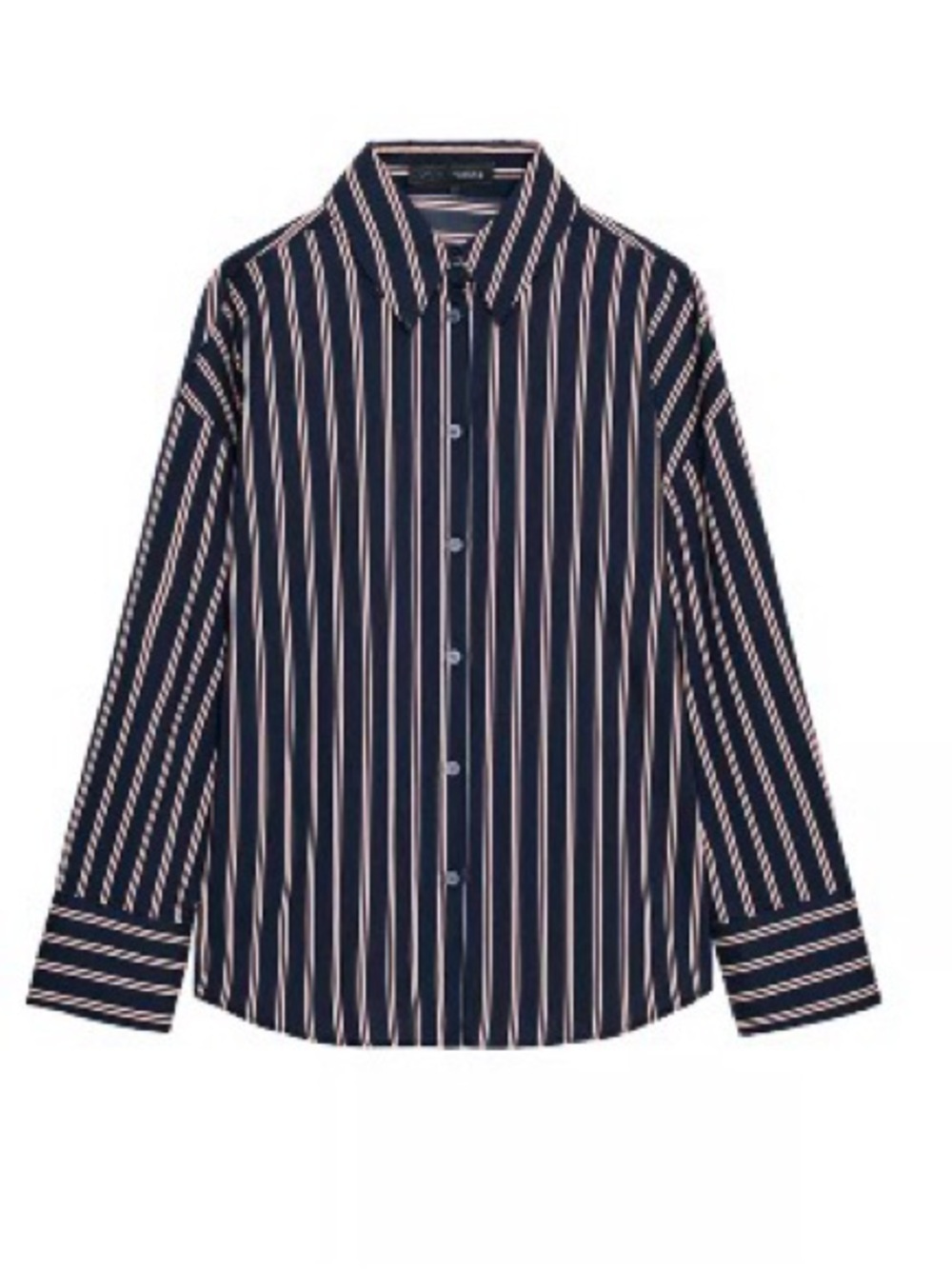 Zara Navy Stripe Button-Up Shirt